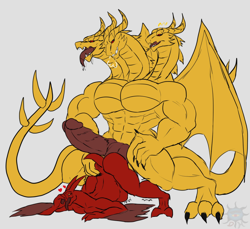 2_penises 3_heads abs anal anal_sex anthro ass balls biceps big_butt bodily_fluids bulge claws daikuhiroshiama diphallia diphallism dominant dominant_male dragon drooling duo erection genitals godzilla_(series) hi_res horn hydra kaiju king_ghidorah male male/male male_penetrated male_penetrating male_penetrating_male monster multi_genitalia multi_head multi_penis muscular muscular_anthro muscular_male nude open_mouth pecs penetration penile penis pteranodontid pterosaur reptile rodan_(toho) saliva scalie sex stomach_bulge tail teeth toho tongue tongue_out wings yaoi