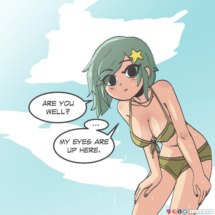 bikini kt-draws ramona_flowers scott_pilgrim speech_bubble swimsuit swimwear talking_to_viewer