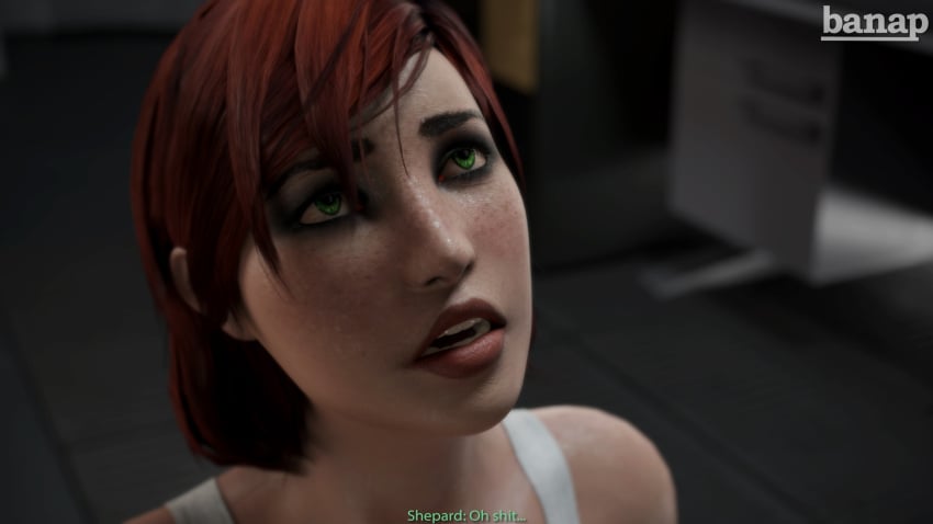 1girls 3d 3d_(artwork) banap blender blender_(software) caucasian comic comic_page commander_shepard cute dialogue english english_dialogue english_text female femshep freckles green_eyes mass_effect no_nut_november open_mouth red_hair self_upload shocked shocked_expression tagme text worried worried_expression