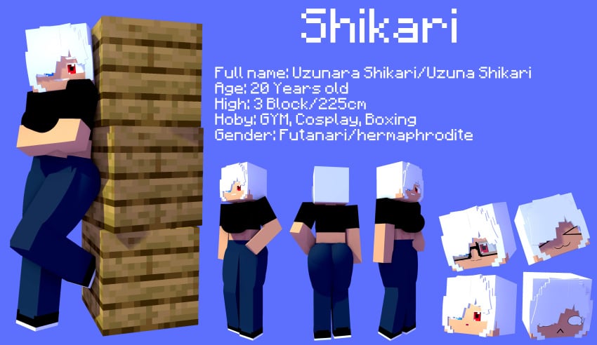 1futa 3d character_name character_profile clothed_futanari futa_only futanari horny_futa looking_at_viewer mine-imator minecraft multicolored_eyes shika_(uzuna) solo solo_futa tagme uzunaart white_hair