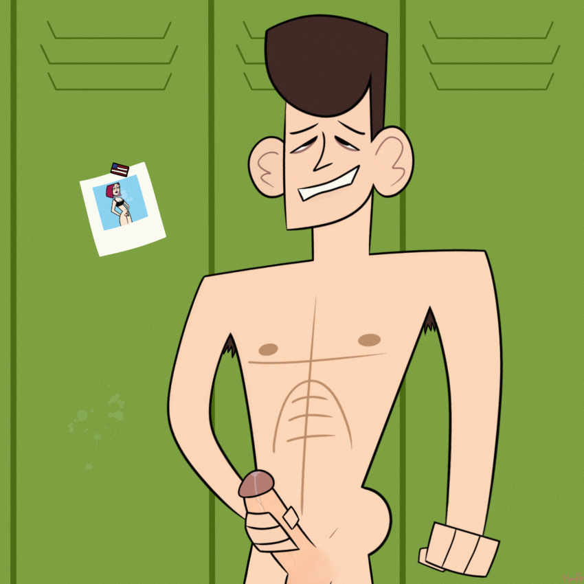 1boy armpit_hair clone_high crosseyed fist_clenched hand_on_penis jacking_off jfk_(clone_high) joan_of_arc_(clone_high) john_f._kennedy leaking_cum male male_only masturbation photo_(object) straight