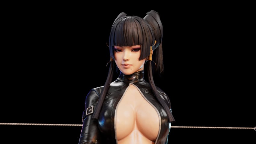 3d ahe_gao bodysuit dead_or_alive dead_or_alive_5 defeated drooling kktzane knocked_out leather leather_boots nina_williams nyotengu ryona saliva skin_tight tekken tight_clothing unconscious white_eyes