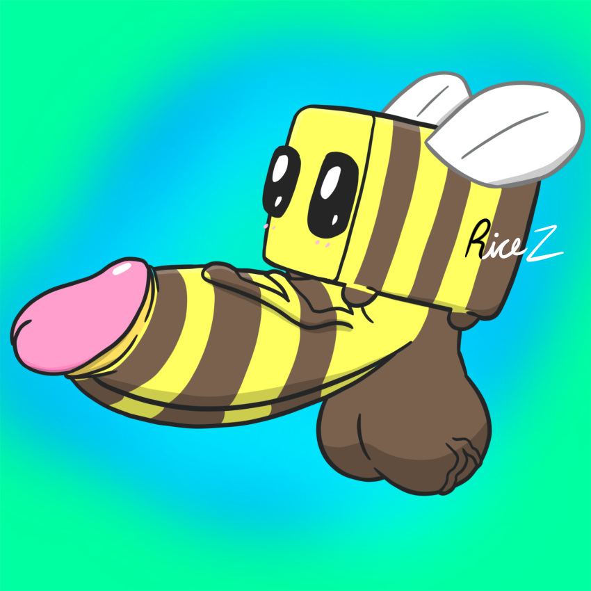 antennae balls bee bee_(minecraft) blush cute drone_honeybee fluffy huge_cock huge_eyes penis ricez shaded stripes veiny_balls veiny_penis wings zoophilia