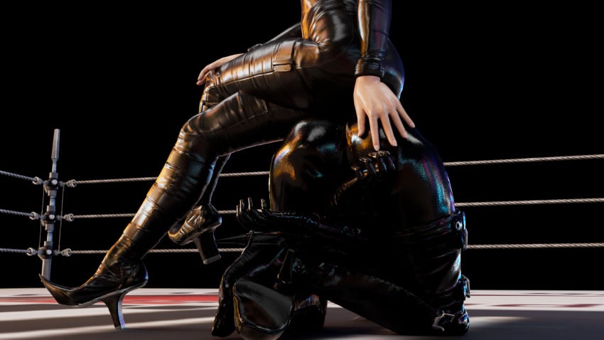 3d ahe_gao bodysuit dead_or_alive dead_or_alive_5 defeated drooling kktzane knocked_out leather leather_boots nina_williams nyotengu ryona saliva skin_tight tekken tight_clothing unconscious white_eyes