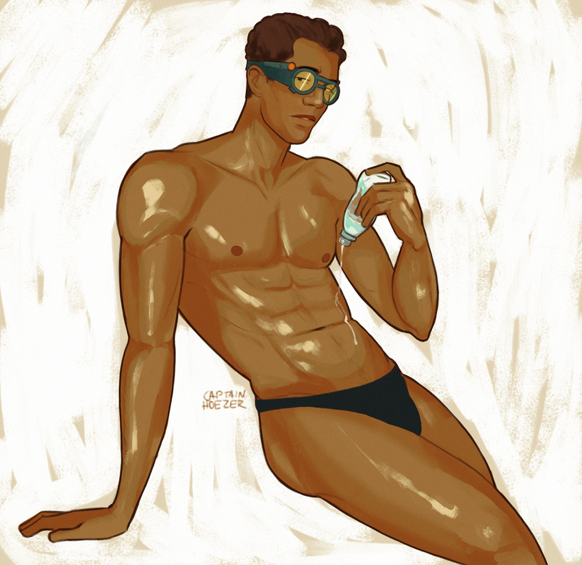 1boy abs captainhoezer clone_trooper clone_wars glasses lube_bottle male male_only muscular muscular_male oiled oiled_skin partially_clothed solo solo_male star_wars tagme tech_(the_bad_batch) underwear underwear_only