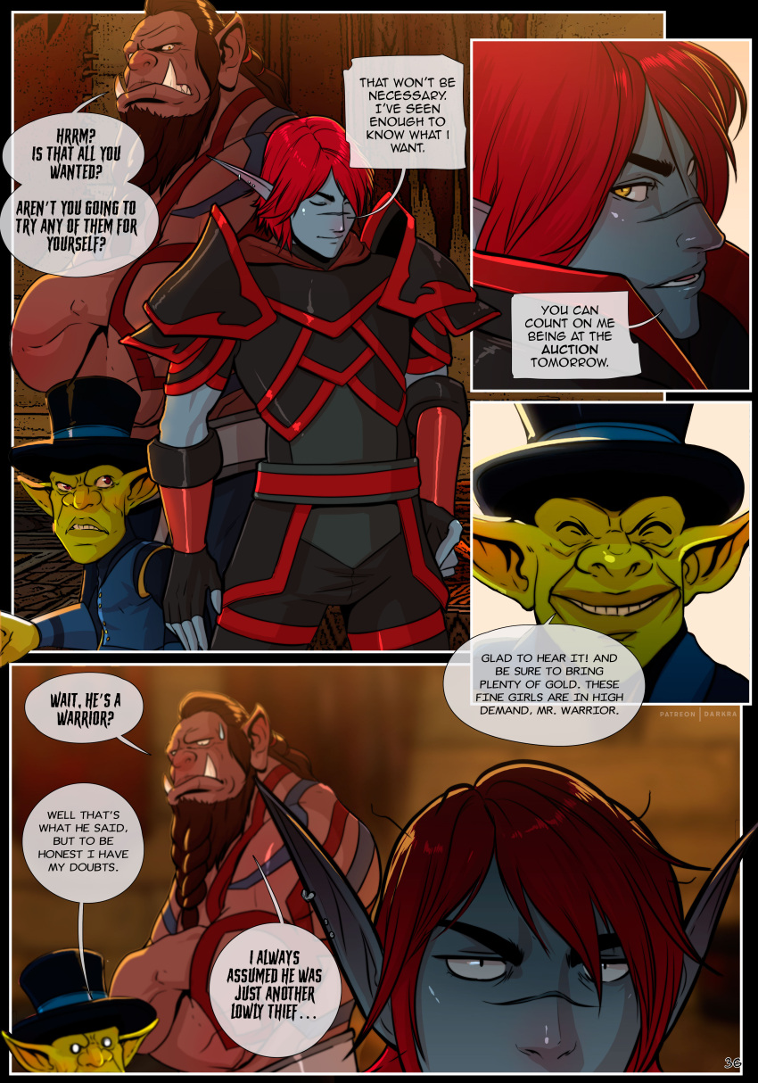 blizzard_entertainment comic comic_page darkra dialogue english_text goblin goblin_(warcraft) goblin_male kelsier_sharpsun mag'har_orc orc orc_(warcraft) original_character page_36 void_elf warcraft world_of_warcraft