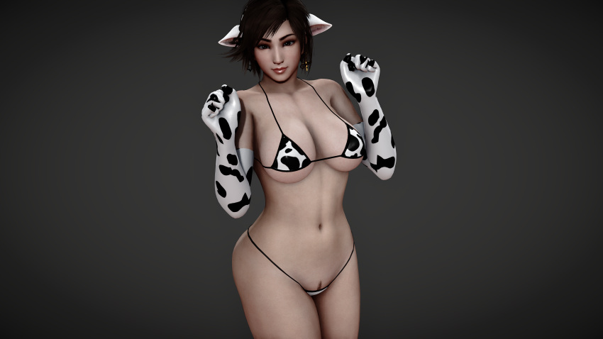 1girls 3d b9n big_breasts bikini breasts breasts busty cow_print cow_print_bikini curvaceous curvy curvy_body curvy_female curvy_figure female huge_breasts kazama_asuka kazama_asuka tekken