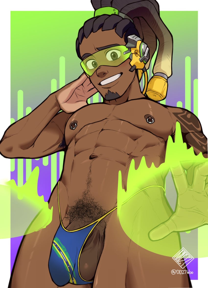 0027woo abs african african_male afro-latino biceps big_bulge bulge dark-skinned_male dark_male_only dark_skin dreadlocks glasses hand_on_face lúcio looking_at_viewer male male_only melanin muscles muscular muscular_male overwatch overwatch_2 pecs penis_peek pierced_nipples posing shirtless_male smooth_chest smooth_skin tattoos thick_thighs thong underwear underwear_only