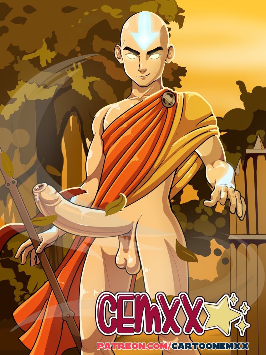 1boy aang air_nomad airbender_tattoo avatar_legends avatar_state avatar_the_last_airbender bald big_cock big_penis boner cartoon_emxx east_asian east_asian_male erect_penis erection glowing_eyes hard_on huge_cock hyper hyper_genitalia hyper_penis low_hanging_balls low_hanging_testicles male male_only nickelodeon outdoors outside precum smooth_skin the_avatar uncut veiny_penis