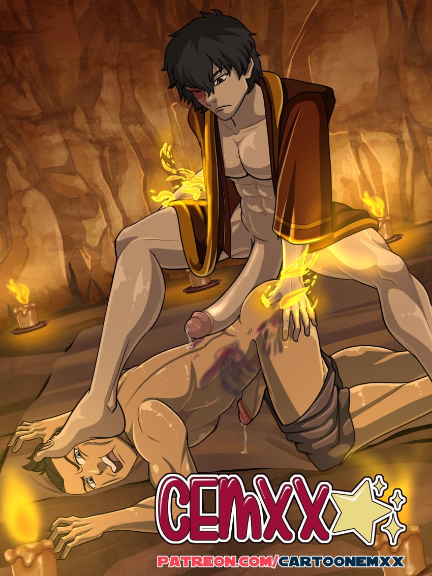 2boys abs ass_up avatar_the_last_airbender back_muscles bent_over biceps big_cock big_penis boner bruise bulging_biceps burn_marks burn_scar candles cartoon_emxx dark-skinned_male dark_skin erect_penis erection facial_scar fire firebender firebending foot_on_face hard_on huge_cock hyper hyper_genitalia hyper_penis in_cave interracial looking_back male male_only melanin muscles muscular muscular_male native_american_male nickelodeon on_all_fours pants_down pecs precum precum_drip scar smooth_chest smooth_skin sokka spank_marks spanking standing teen_boy thick_thighs zuko