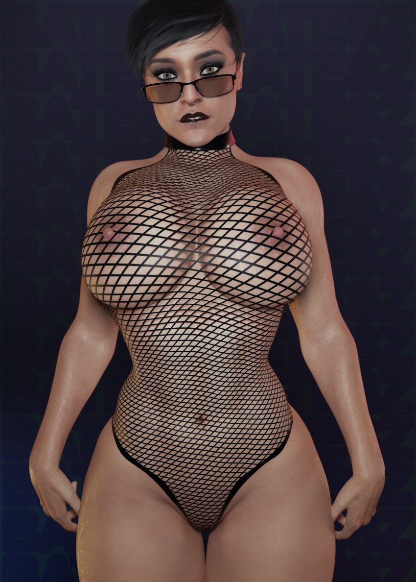 1girls 3d 3d_(artwork) alternate_outfit batesz big_breasts biting_lip black_hair black_lipstick breasts catwoman dc dc_comics eyeshadow fishnet_bodysuit fishnet_clothing fishnets glasses green_eyes injustice injustice_2 lip_biting lipstick looking_at_viewer looking_over_eyewear looking_over_glasses looking_over_sunglasses milf nipples selina_kyle short_hair sunglasses tagme tinted_eyewear