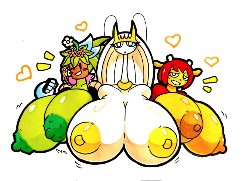 3girls anthro big_breasts blaster_master breasts_bigger_than_head exposed_nipples female female_only kanna_(blaster_master) lammy_(um_jammer_lammy) lammy_lamb mr.ctm multiple_girls naked nintendo nude parappa_the_rapper pheromosa plantie pokémon_(species) pokemon pokemon_(species) tagme um_jammer_lammy