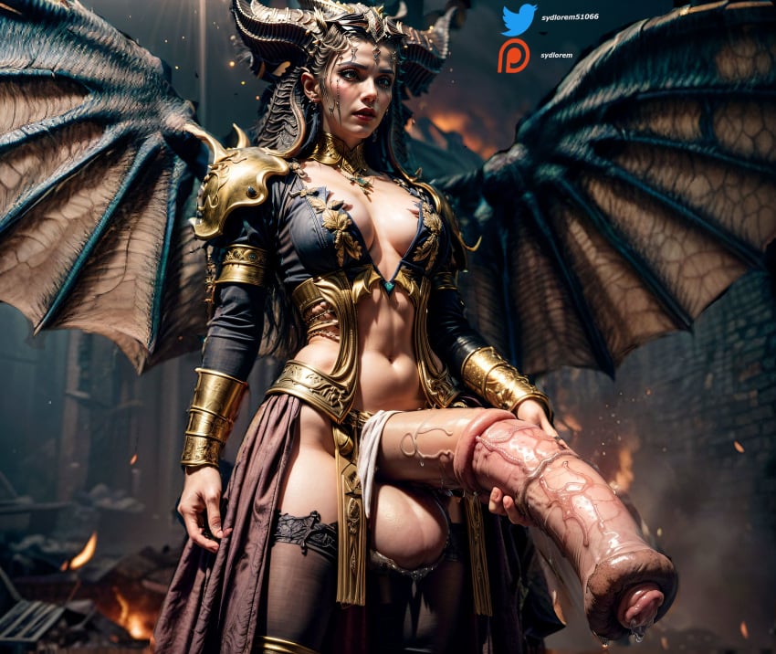 ai_generated animal_genitalia_on_humanoid armor athletic_futanari covered_nipples covering_breasts demon demon_horns diablo diablo_4 equine_penis futa_only futanari horse_penis horseballs horsecock horsecock_futanari horsecock_on_humanoid huge_balls huge_cock hyper_penis lilith lilith_(diablo) mommy mother navel ornate_clothing semi-erect stable_diffusion succubus succubus_queen sydlorem