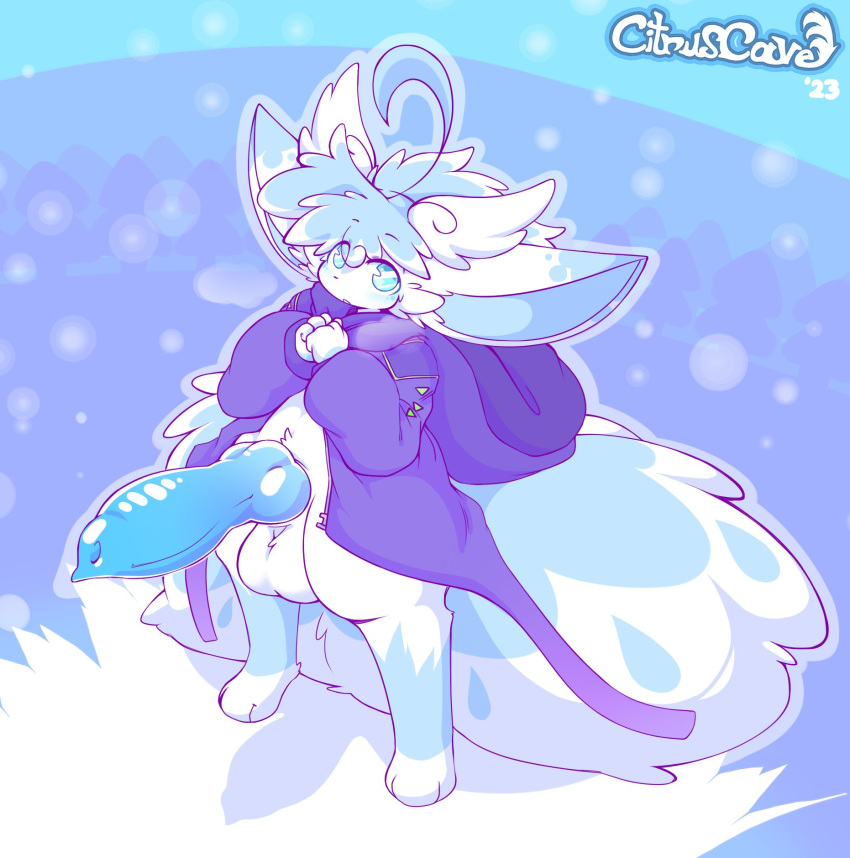 alolan_form alolan_vulpix animal_genitalia animal_penis anthro balls beryl_(citruscave) big_balls big_ears big_penis big_tail canine_genitalia canine_penis citruscave clothed clothing fluffy fluffy_tail genitals hi_res huge_cock huge_tail male nintendo partially_clothed penis pokemon pokemon_(species) regional_form_(pokemon) solo tail vulpix