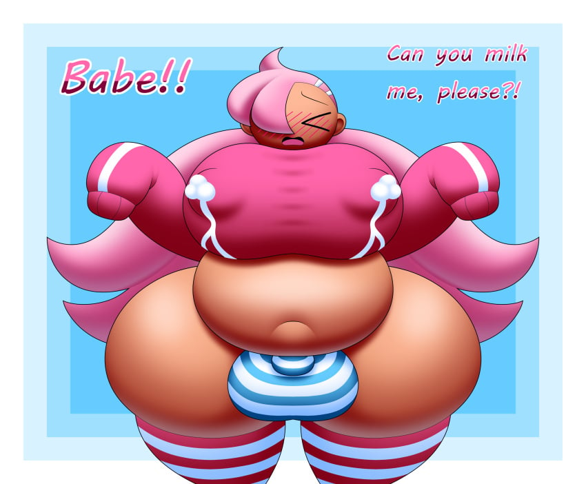 big_balls big_belly big_breasts bulge busty_boy femboy hair_over_one_eye lactation male male_lactation male_only metaskei overweight_male panties pink_hair roz_(metaskei) stockings sweater talking_to_viewer tan_body thick_thighs thighhighs twintails