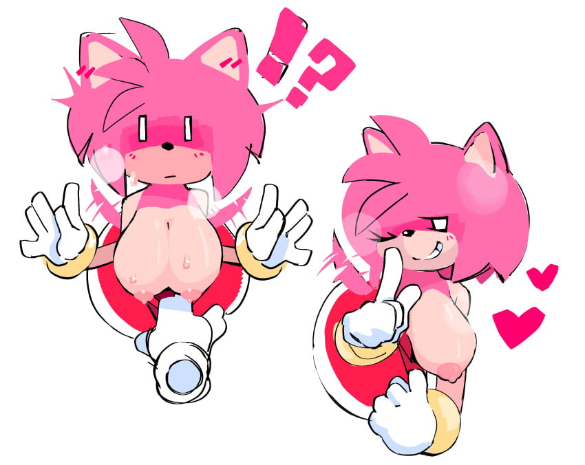 !? 1girls alternate_breast_size amy_rose anthro big_breasts blush boots bracelet breasts clothing dress dress_pull female furry gloves hairband heart jublee_art large_breasts mob_face one_breast_out pink_body sega sonic_(series) sonic_the_hedgehog_(series) sweat tail tail_motion tailwag