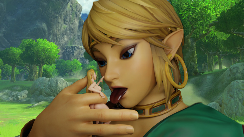 bare_ass big_ass blonde_female blonde_hair blue_eyes breath_of_the_wild female giant handheld holding infamousmask larger_male licking link macro male male_focus micro minigirl naked_female nintendo open_mouth pinch princess_zelda scared shrunken_woman size_difference size_play smaller_female tears_of_the_kingdom the_legend_of_zelda thick_ass zelda_(breath_of_the_wild)