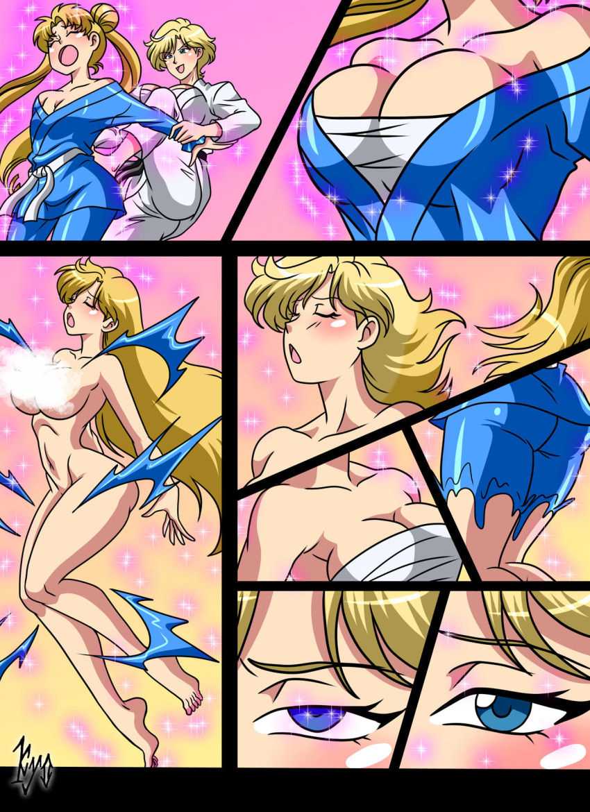 2girls ass_expansion beaten beating bishoujo_senshi_sailor_moon breast_expansion chest_wraps clothing comic female female_only haruka_tenou huge_ass huge_breasts identity_death kyo-domesticfucker large_ass large_breasts multiple_girls personality_change pre-transformation sarashi thick_thighs thigh_expansion transformation usagi_tsukino weight_loss wide_hips