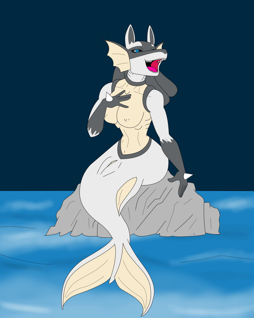 4:5 absurd_res breasts female genderswap genderswap_(itf) generation_4_pokemon genitals hi_res kenrito lucario marine merfolk mermaid nintendo nipples pokemon pokemon_(species) pussy singing siren sitting slit solo split_form unknown_artist