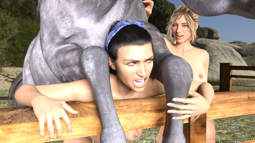 2girls 3d afraid angry angry_face attempted_rape begging bestiality big_breasts big_penis black_hair blonde_female blonde_hair blonde_pubic_hair blue_eyes breeding_stand curvy curvy_figure daz_studio equine equine_penis erect_penis erection evil_smile fascinated female flirting_with_viewer happy holding horse horse_penis horse_riding horsecock imminent_penetration imminent_rape immobilization jollybizz julia_b katya_sax long_penis looking_at_viewer mating medium_breasts mounting naked_female outdoors panic pose reassuring riding sex_from_behind shocked_expression skinny slim_waist surprised trapped wooden_fence zoophilia