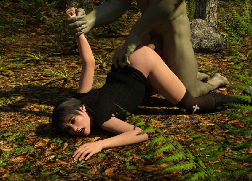 1boy 1girls 3d anal_fingering ass_up bangs big_penis black_hair boots braid braided_hair brown_eyes captured clothed_sex daz3d daz_studio defeated dominant_male domination double_penetration face_down_ass_up fingering fingers forced forest full_body goth goth_girl green_skin kneehighs large_penis larger_male light-skinned_female lipstick monster monster_cock monster_rape muscular_male outdoors outside rape red_lipstick shocked shocked_expression side_view smaller_female stockings surprise surprised surprised_expression the_addams_family top-down_bottom-up wednesday_(netflix) wednesday_addams zeira3d