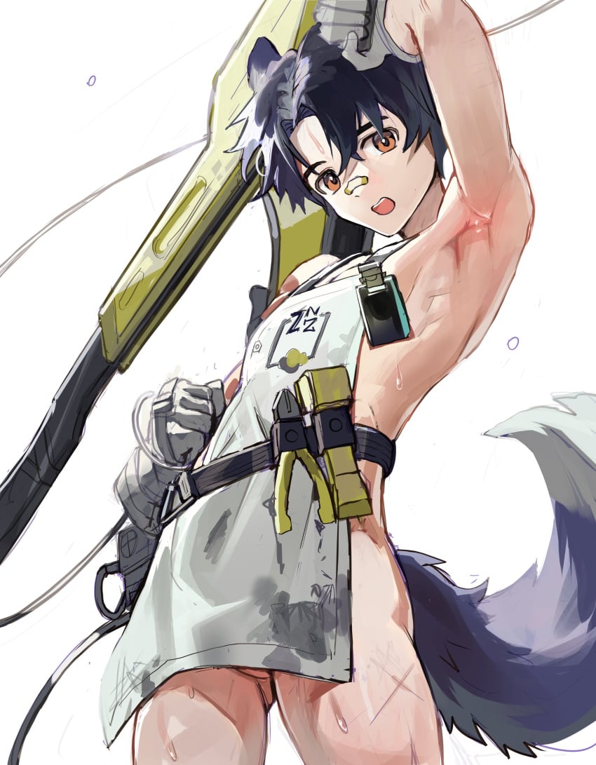 1boy arknights armpits gay itsme_takk looking_at_viewer male_only uncensored windflit_(arknights) yaoi