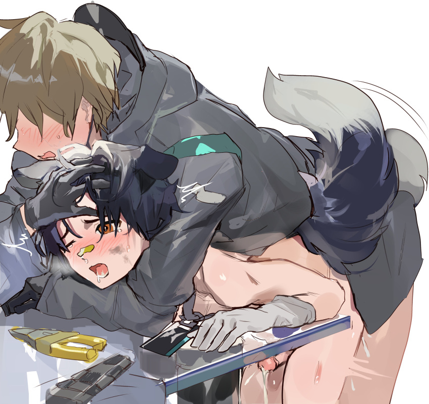 2boys anal anal_penetration anal_sex arknights doctor_(arknights) gay headlock itsme_takk male_only tail uncensored windflit_(arknights) yaoi