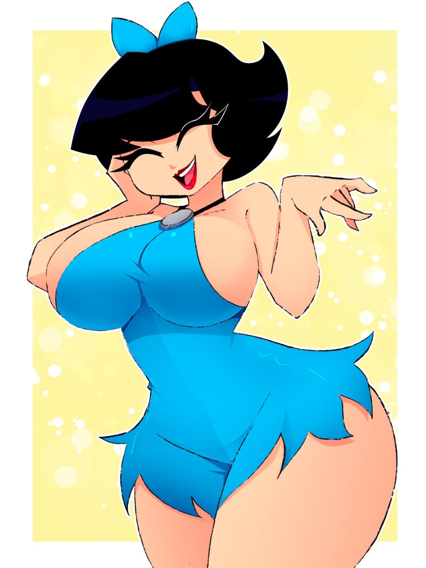 betty_rubble big_breasts black_hair breasts hanna-barbera huge_breasts the_flintstones thick_thighs thighs wide_hips