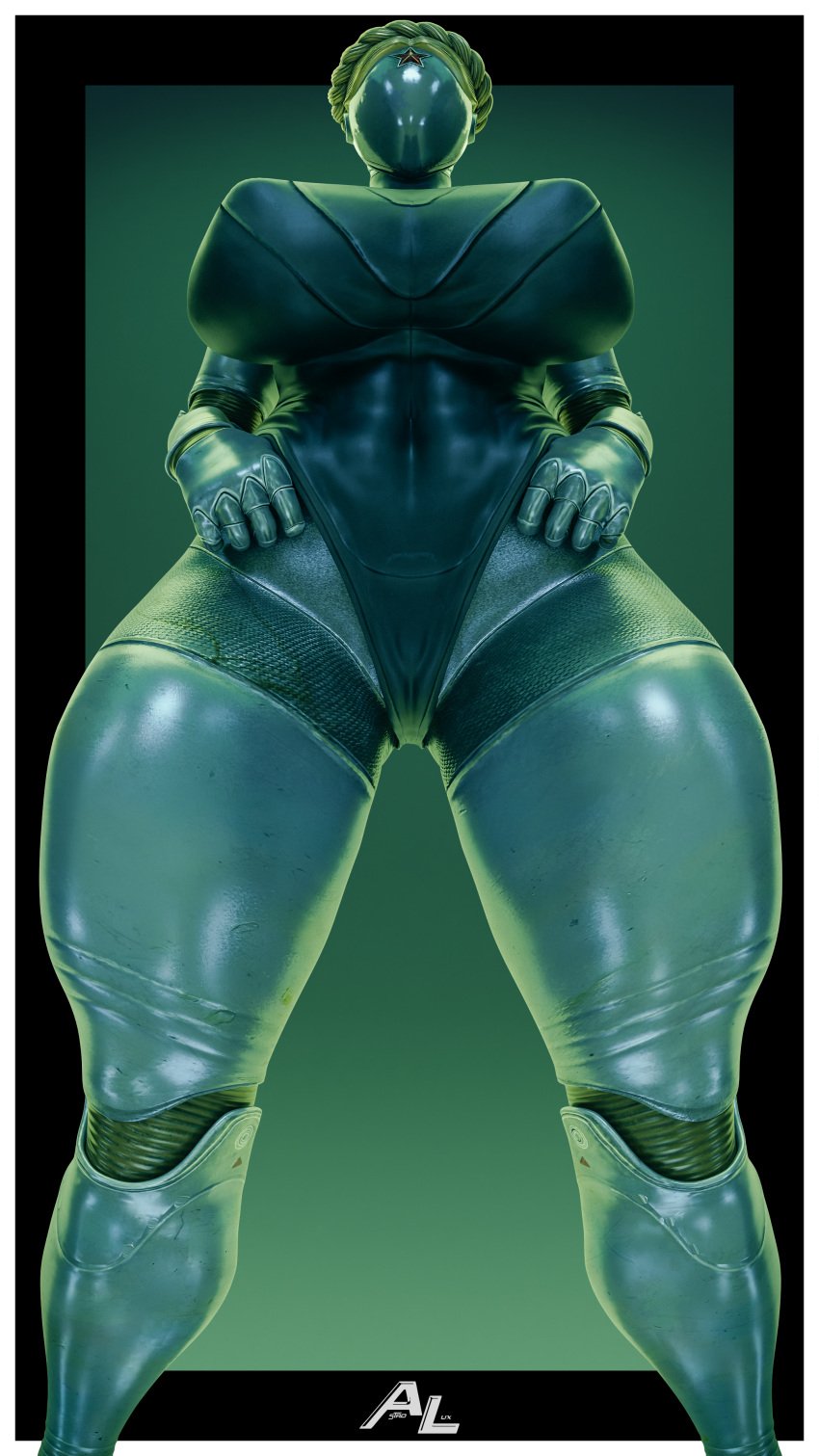 2023 3d 3d_(artwork) abs astrolux96 atomic_heart big_ass big_breasts big_butt big_thighs blonde_hair braided_hair breasts busty faceless faceless_character faceless_female female female_focus female_only frame grey_body hi_res highres hourglass_figure huge_ass huge_breasts huge_butt jacket large_ass large_breasts large_butt large_thighs leotard looking_at_viewer metallic_body nipples pov red_star right_(atomic_heart) robot robot_girl suit the_twins_(atomic_heart) thick_thighs thighhighs thighs voluptuous yellow_jacket