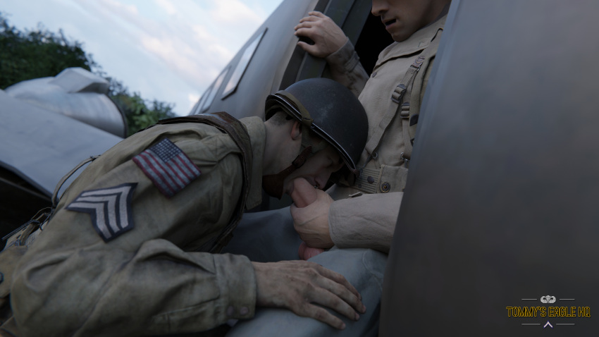 airborne call_of_duty call_of_duty_ww2 gay helmet infantry infantryman male_on_male paratrooper soldier soldiers tommys_eagle_hq uniform world_war_2