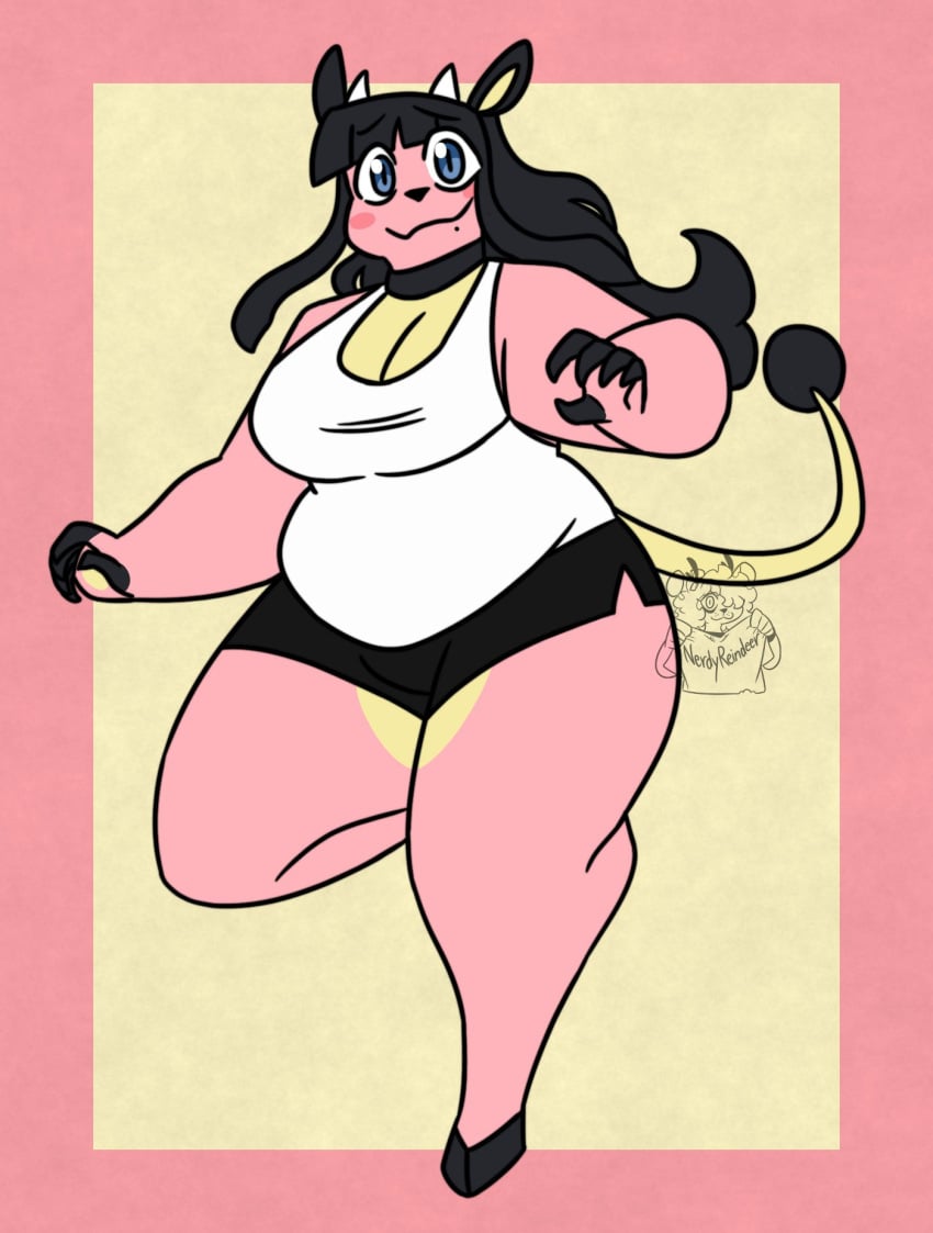 anthro big_breasts breasts female furry miltank nerdyreindeer pokémon_(species) pokemon