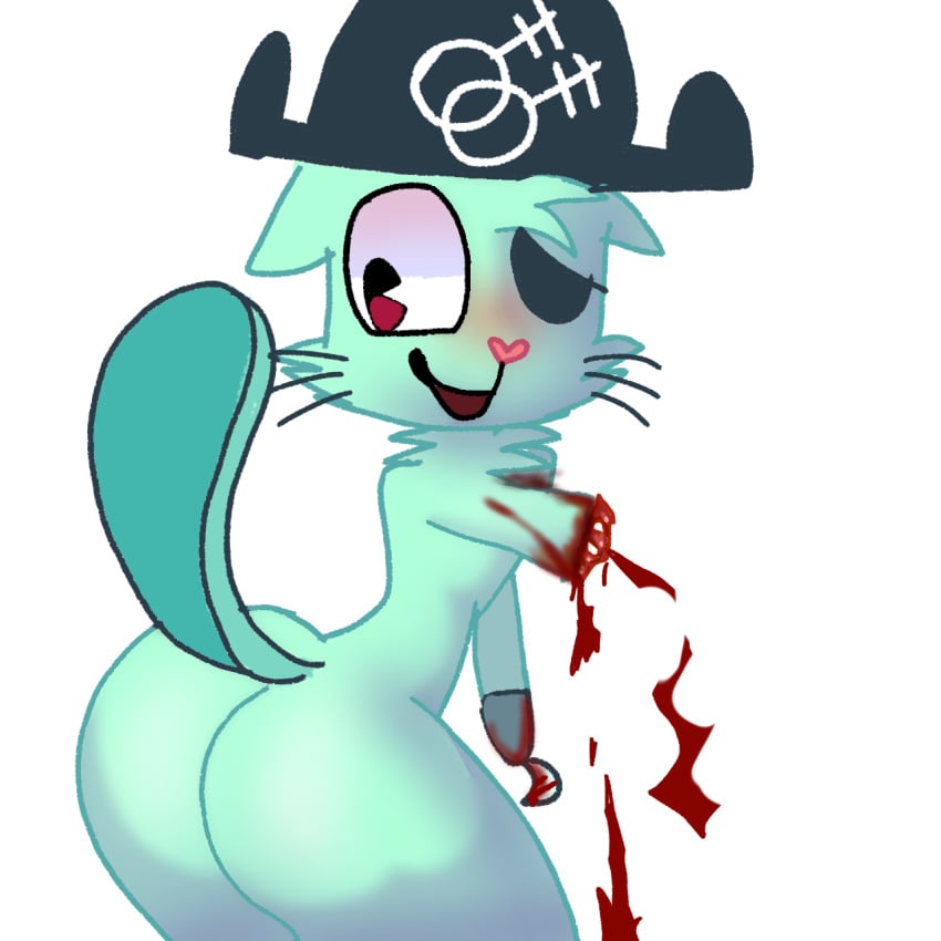 1boy amputation big_ass bleeding blood blood_stain blushing excited excited_expression eye_patch gay gore guro happy happy_tree_friends heart_nose hook hook_hand huge_ass looking_at_viewer male male_ass male_ass_focus male_only male_ryona masochism mondo_media no_balls open_mouth russell_(htf) severed_arm unknown_artist unknown_source white_background