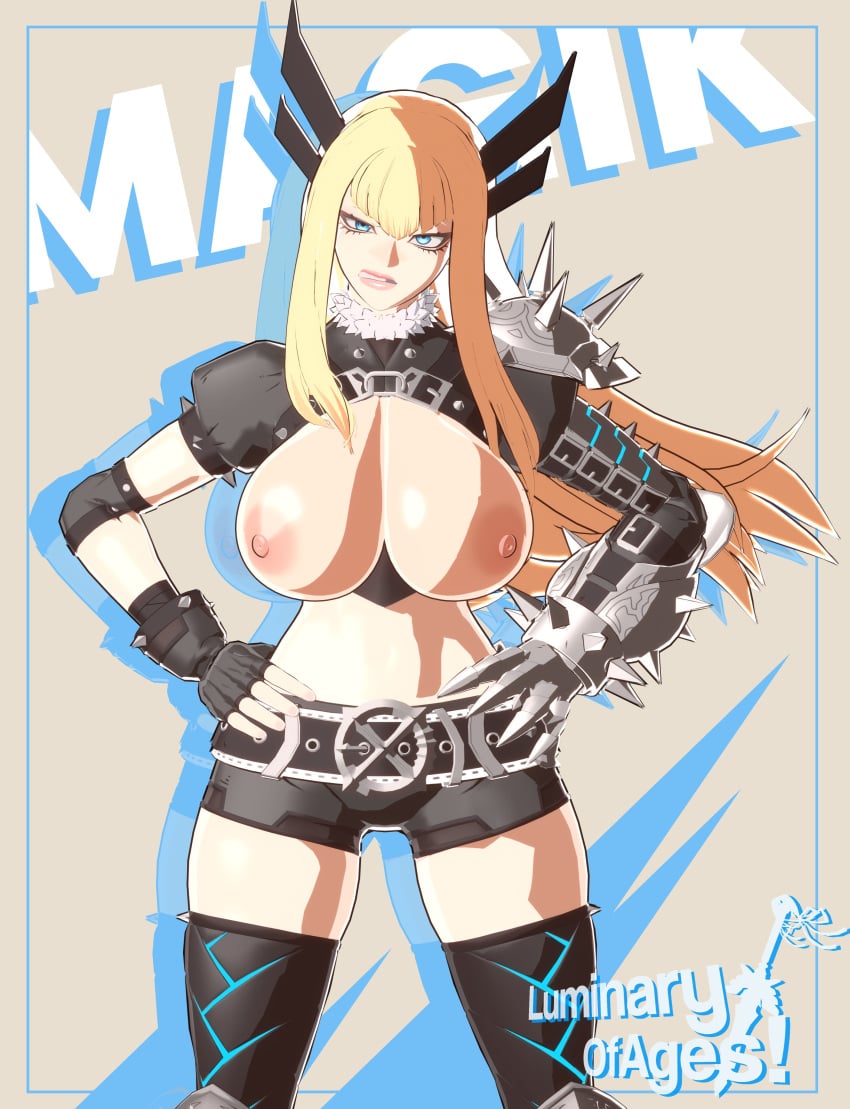 1girls areolae blonde_hair blue_eyes breasts female large_breasts light-skinned_female light_skin long_hair luminaryofages magik_(illyana_rasputin) magik_(marvel_tokon) marvel marvel_tokon:_fighting_souls nipples