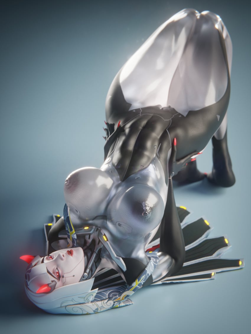 3d 3d_render abs areolae blender breasts female hips horns looking_at_viewer naked nipples overwatch robot shion_(overwatch) snippy_69 tagme thighs tits