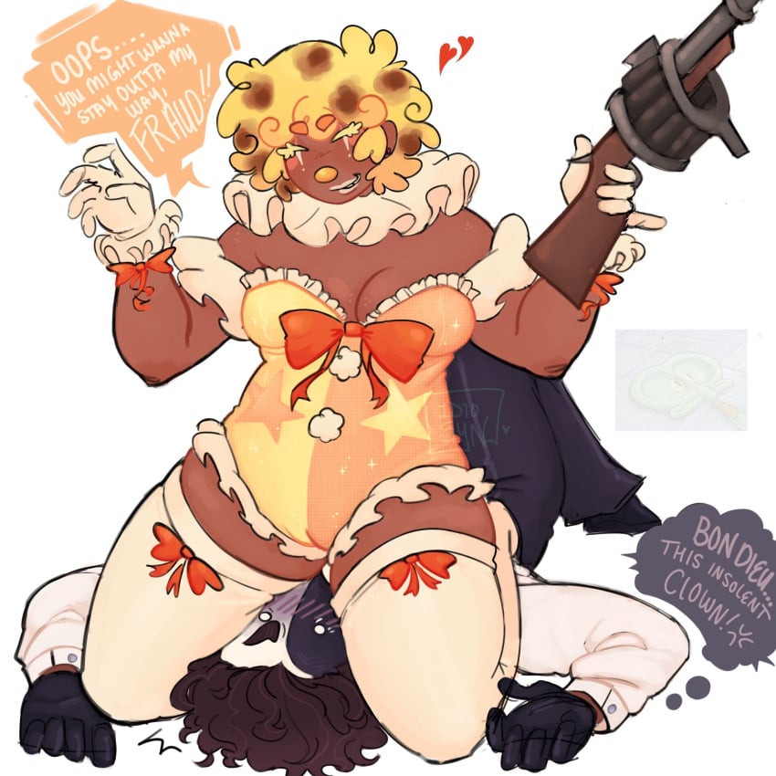 artful_(die_of_death) banana_peel_(die_of_death) breasts civilian_(die_of_death) die_of_death_(roblox) facesitting flustered idiosyncratic male nonbinary revealing_clothes roblox roblox_game robloxian scantily_clad self_upload tagme