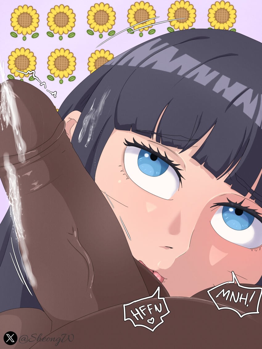 blowjob blowjob_face blue_eyes boruto boruto:_naruto_next_generations boruto:_two_blue_vortex dark_hair fat_penis licking licking_penis sheong_wong tongue