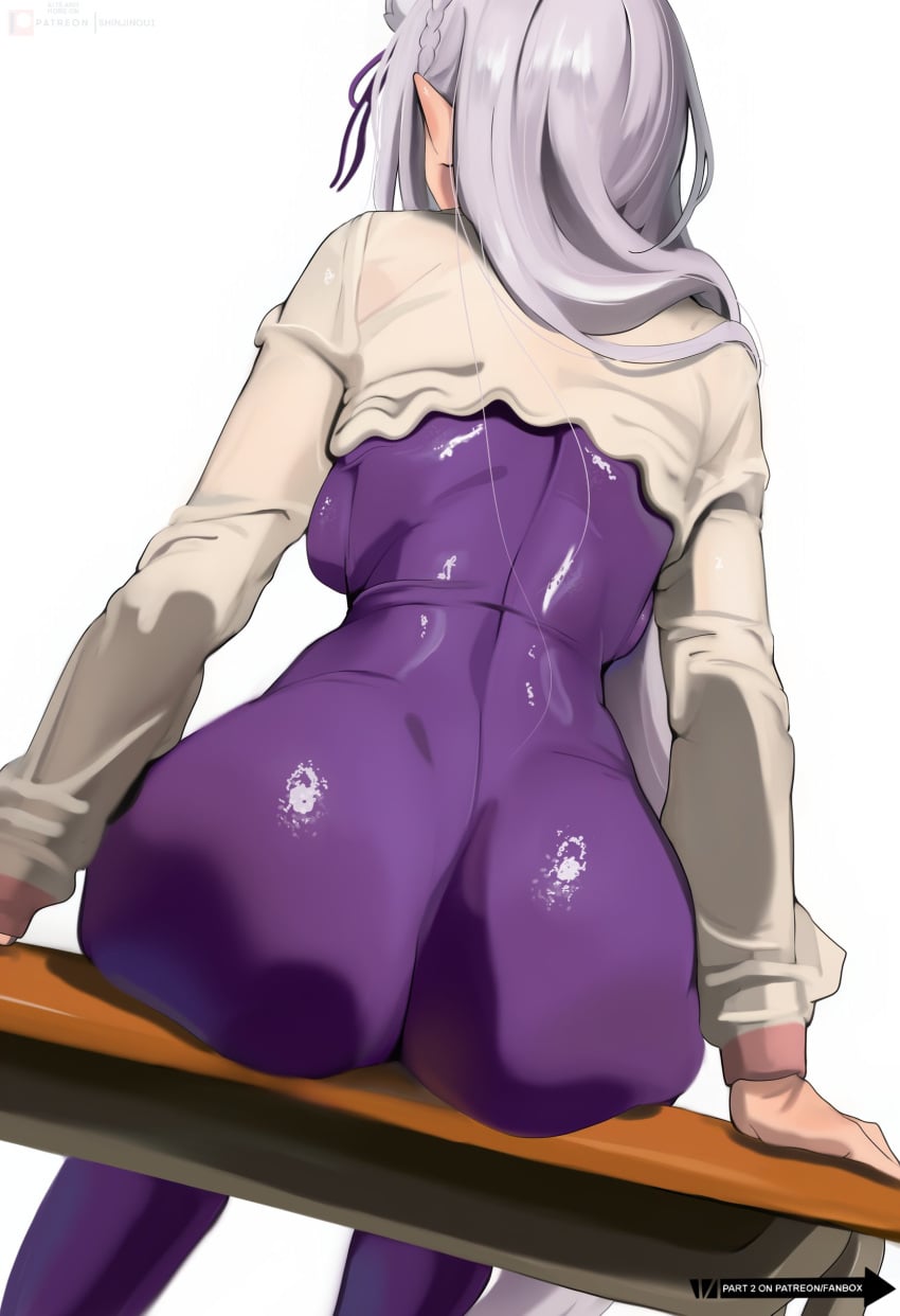 1girls behind_view big_ass big_thighs bubble_ass bubble_butt curvy curvy_body curvy_female curvy_figure curvy_hips emilia_(re:zero) fat_ass female huge_ass huge_butt massive_ass massive_thighs presenting presenting_ass presenting_hindquarters re:zero_kara_hajimeru_isekai_seikatsu shinjinou sideboob thick_ass thick_legs thick_thighs thunder_thighs thunderthighs wide_hips wide_thighs