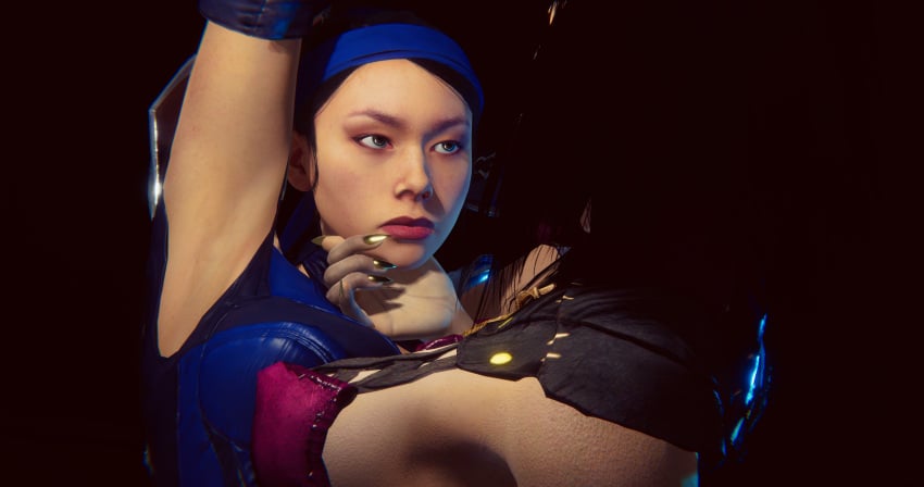 2girls 3d armor black_hair chin_grab clone edenian female female_only fully_clothed kitana kiteena magichat mileena mortal_kombat mortal_kombat_11 mortal_kombat_x restrained selfcest short_hair sisters suggestive suggestive_look tarkatan