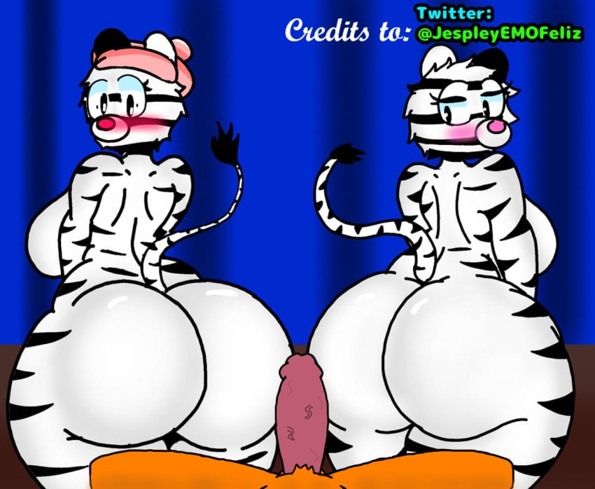 1boy 2girls anus art_trade ass_focus big_ass big_butt blush foxy_(piggy) jespley jespleyelemofeliz naked piggy_(game) solo tail thick_ass zebra zee_(piggy) zuzy_(piggy)