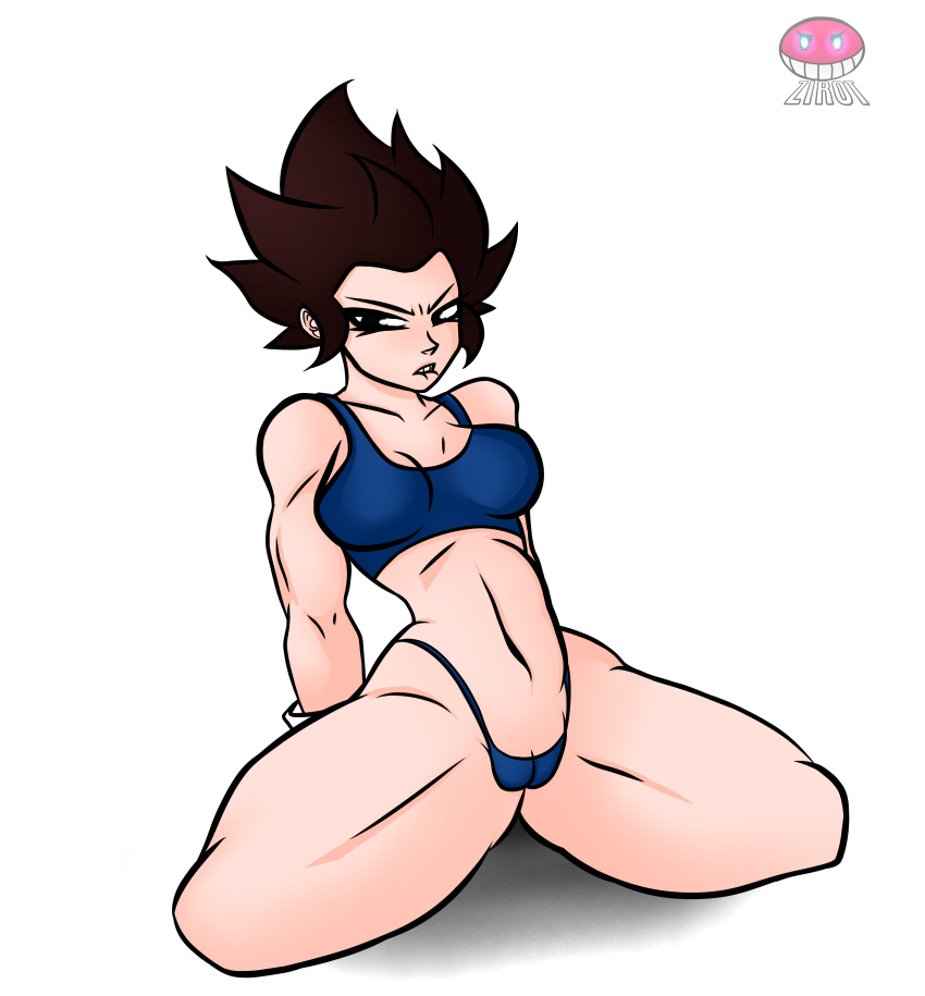 big_breasts biting_lip breasts dragon_ball dragon_ball_super dragon_ball_z female female_focus female_only female_vegeta fit_female open_legs princess rule_63 saiyan saiyan_girl spread_legs spreading thick thick_legs thick_thighs thong thong_panties topwear vegeta zirot