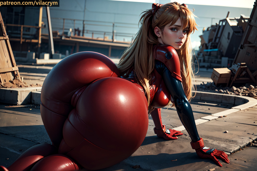 ai_generated ass asuka_langley_sohryu big_ass blue_eyes bodysuit latex latex_suit neon_genesis_evangelion plugsuit stable_diffusion thick_thighs thighs vilacrym