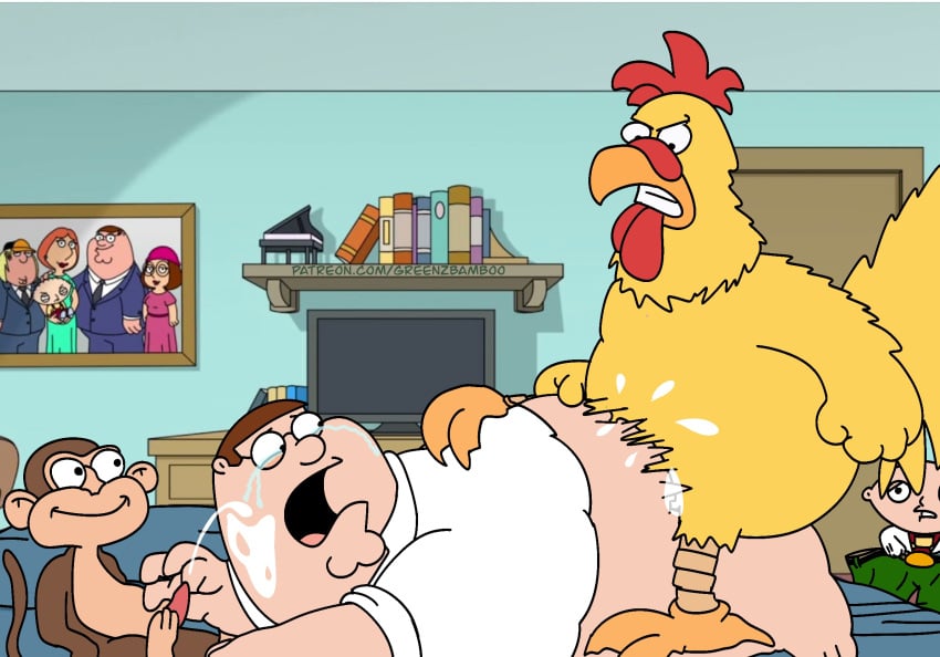 4boys anal anal_sex cum cum_on_face domination ernie_the_giant_chicken evil_monkey family_guy gay gay_sex greenzbamboo male male_only peter_griffin self_upload stewie_griffin uncensored zoophilia