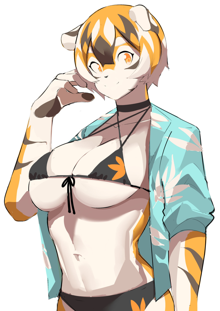 1girls amber_eyes anthro arknights big_breasts breasts female mx99926 solo solo_female tiger tiger_girl waai_fu_(arknights)