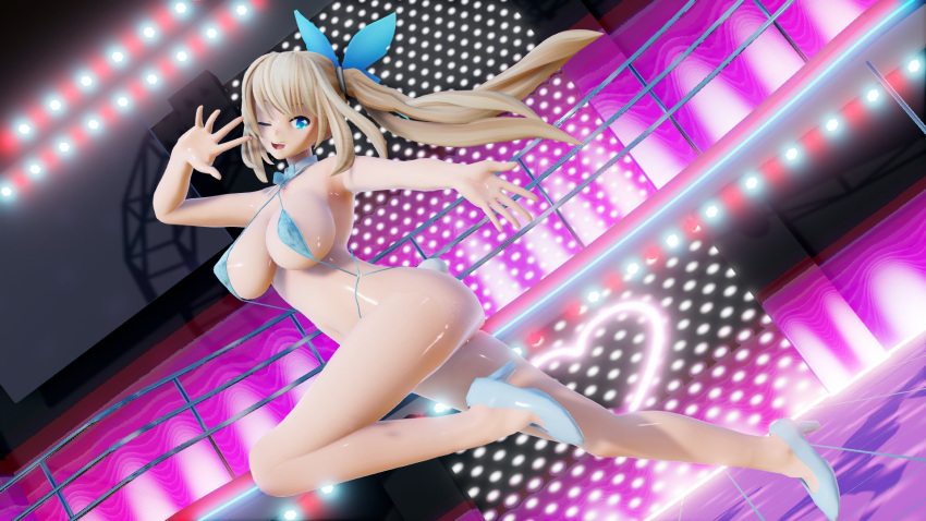 3d blonde_hair micro_bikini mmd mmdmonmon tagme