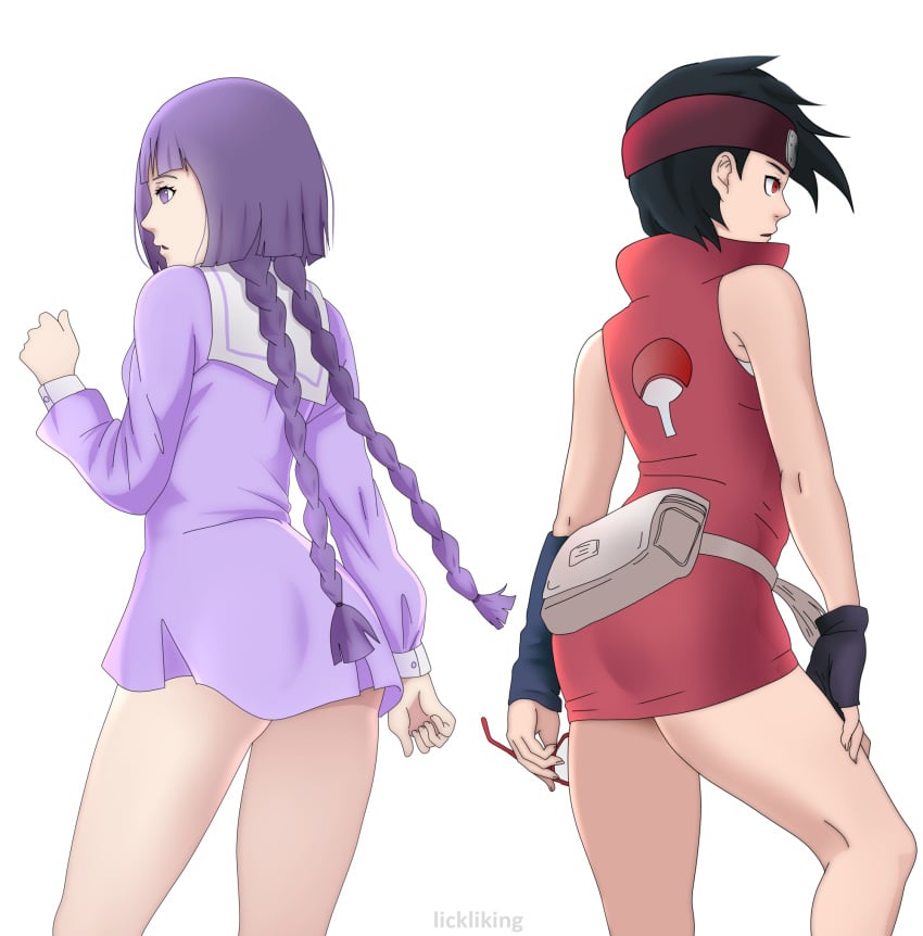 2girls alternate_costume big_ass black_hair boruto:_naruto_next_generations braided_twintails braids butt_crack dress female female_only firm_ass from_behind glasses glasses_removed human kakei_sumire kunoichi lickliking long_hair minidress multiple_girls naruto naruto_(series) ninja no_panties petite presenting presenting_ass presenting_hindquarters purple_eyes purple_hair rear_view red_eyes revealing_clothes round_ass sarada_uchiha short_hair skimpy skimpy_clothes taken_from_behind teenage_girl teenager tied_hair tight_clothing twintails uchiha_symbol