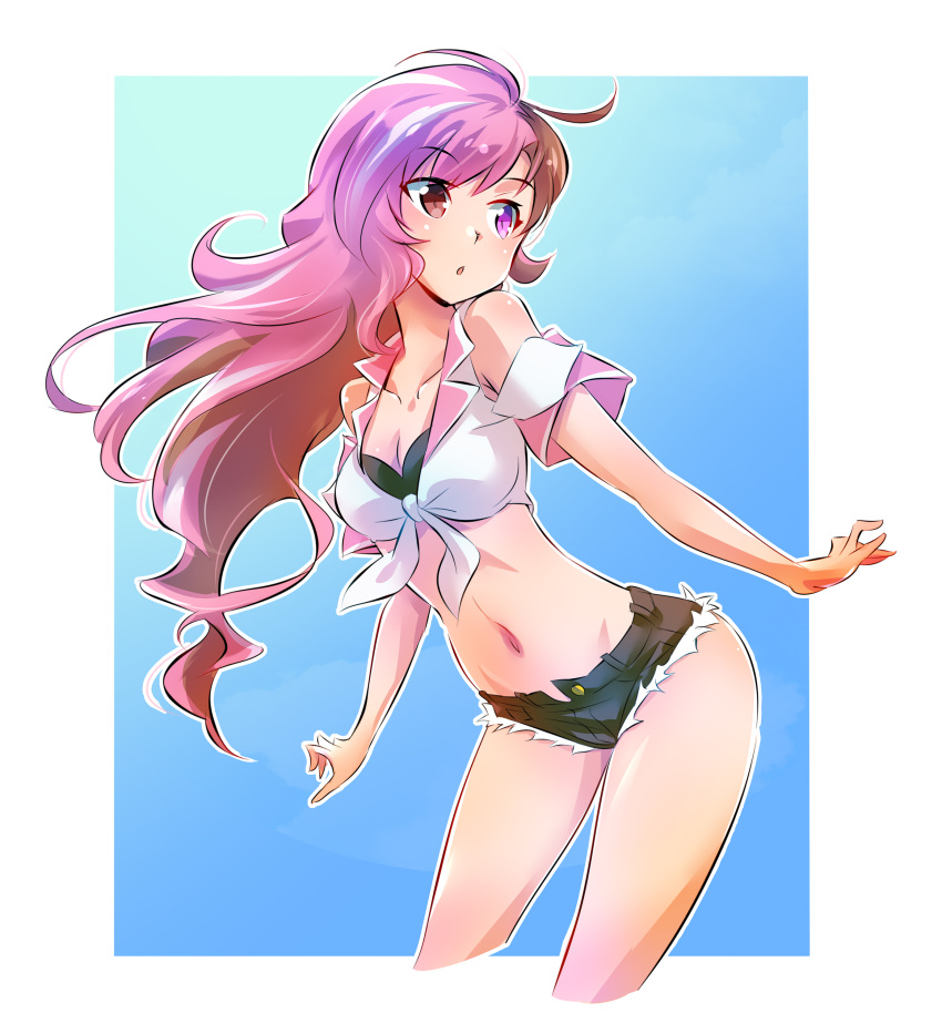 1girls brown_eyes brown_hair female female heterochromia iesupa neo_(rwby) pink_eyes pink_hair rwby two_tone_hair