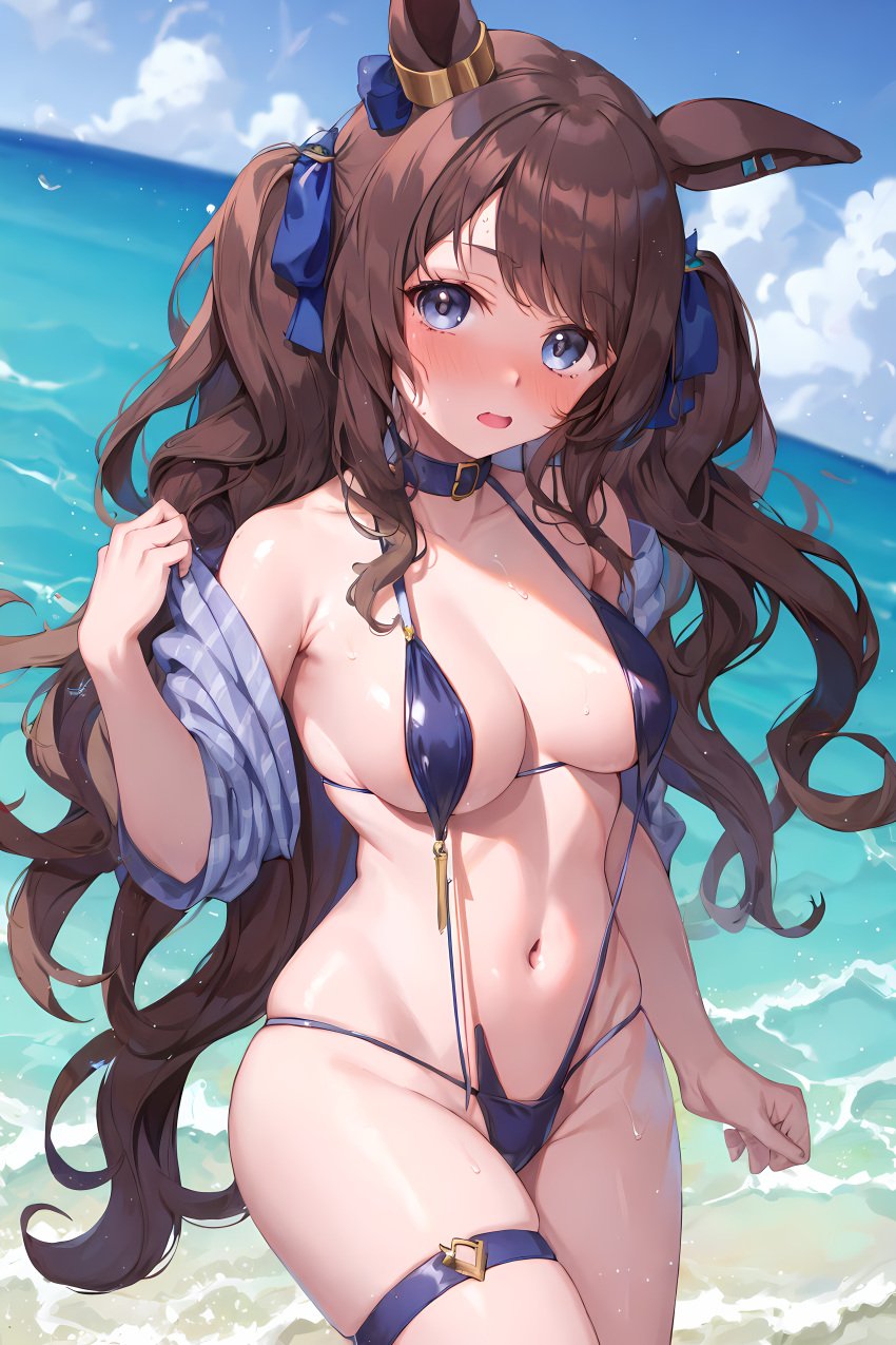 ai_generated animal_ears cygames dmm_games doujin fictional fictional_product fictitious horse_ears_girl inspired_by_real_derby_horse japan_umamusume_training_schools_and_colleges seductive sensitive sling_bikini slingshot_swimsuit tosen_jordan_(umamusume) tracen_academy umamusume umamusume_pretty_derby umsk unofficial うましこ ウマシコ