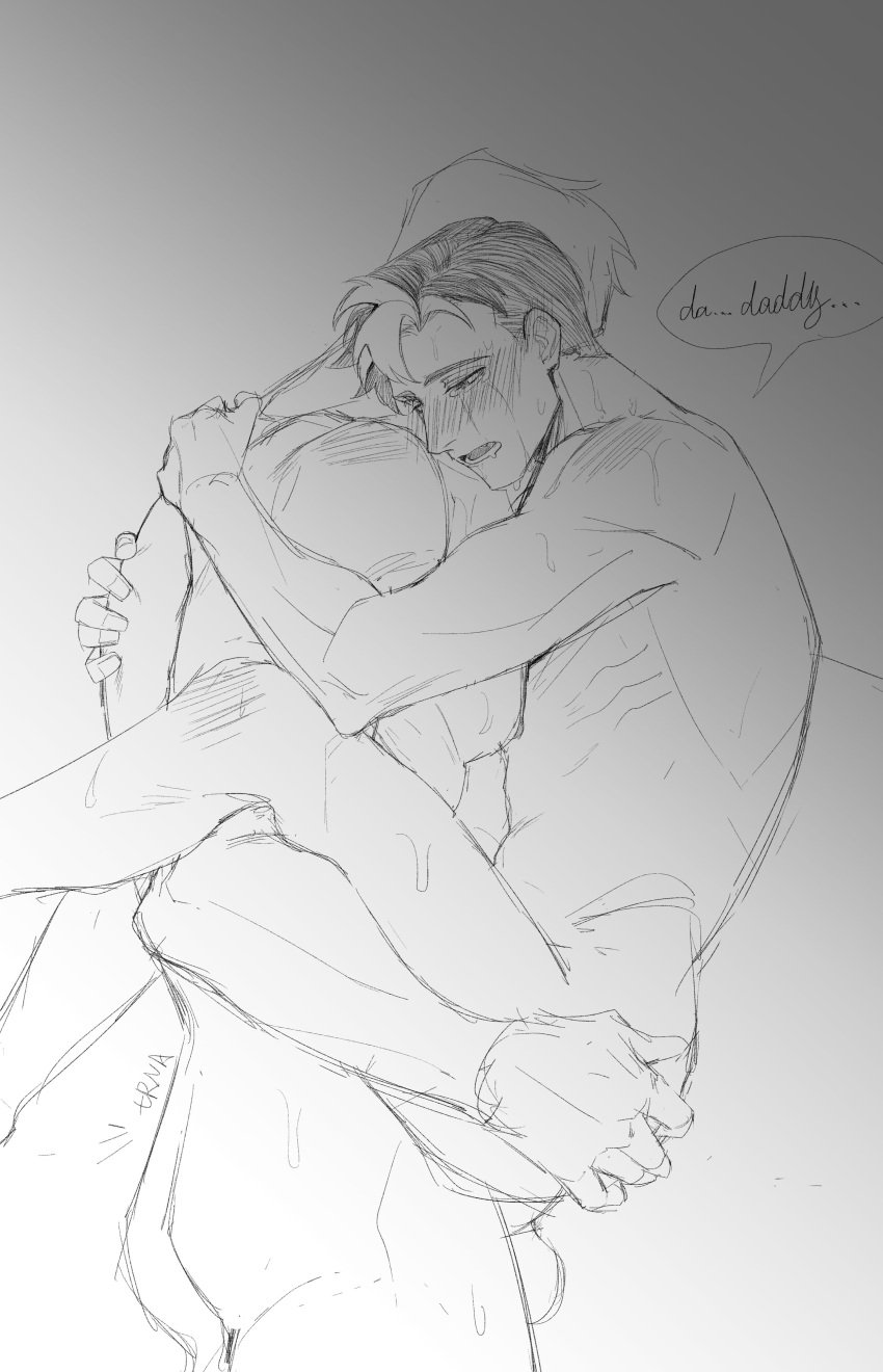 anal anal_sex batman_(bruce_wayne) batman_(series) bruce_wayne carrying_another carrying_partner carrying_position daddy_kink dc dc_comics gay jason_todd line_art male male/male male_only male_penetrating_male red_hood_(dc) sketch trna yaoi