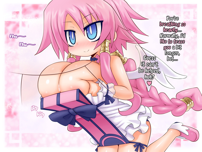 alexi_(tits!) alternate_version_available angel angel_wings arekishi artina big_breasts bimbo breasts cum cum_in_cleavage dialogue disgaea disgaea_4 english_text english_translation engulfing_paizuri gigantic_breasts hard_translated holding_breast huge_breasts hyper_breasts imminent_second_round kakuretenai large_breasts massive_breasts nippon_ichi_software paizuri paizuri_under_clothes post_orgasm reverse_paizuri short_stack shortstack translated unseen_male_face