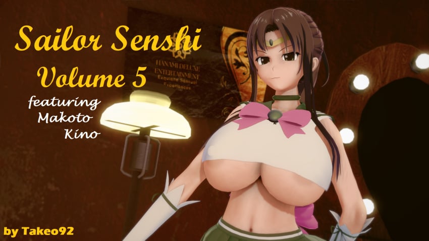 1girls 3d areolae big_breasts bishoujo_senshi_sailor_moon brown_hair clothing comic comic_cover cover_page curvaceous curvy erect_nipples erect_nipples_under_clothes female female_focus female_only gloves green_eyes hourglass_figure huge_breasts koikatsu large_breasts makoto_kino massive_breasts microskirt miniskirt ponytail revealing_clothes sailor_collar sailor_jupiter sailor_senshi_uniform seductive seductive_look skimpy skimpy_clothes skirt solo takeo92 tight_fit underboob wide_hips